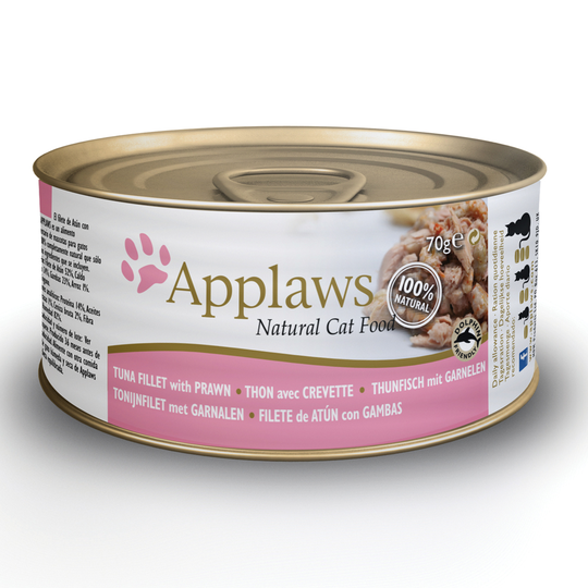 Applaws kattmat i buljong 6 x 70 g - Tonfiskfilé & räkor
