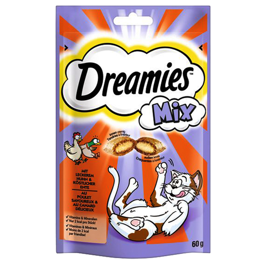Ekonomipack: Dreamies Cat Treats 6 x 60 g - Mix Kyckling & anka (6 x 60 g)