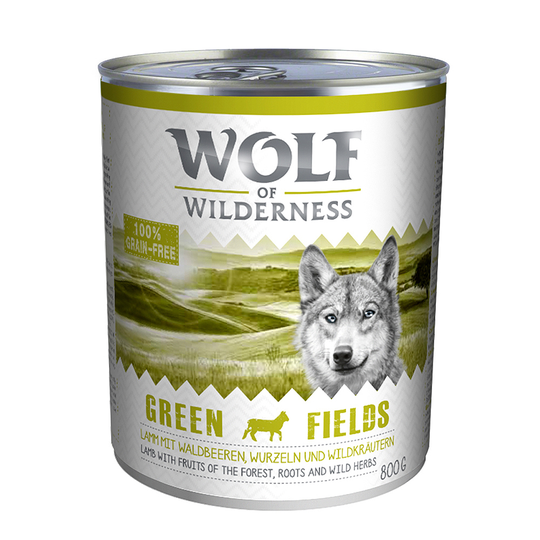Ekonomipack: Wolf of Wilderness 12 x 800 g - Green Fields - Lamb