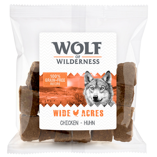 Ekonomipack: 3 x 180 g Wolf of Wilderness - Wild Bites Snacks - Wide Acres - Chicken