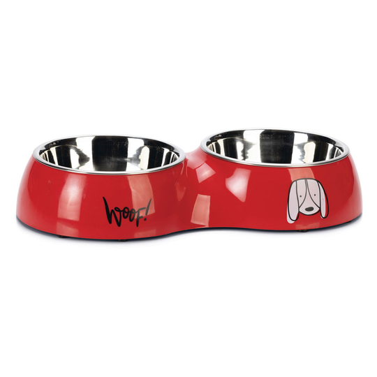 Karlie Jairo Diner Set dubbelskål, röd - 2 x 480 ml