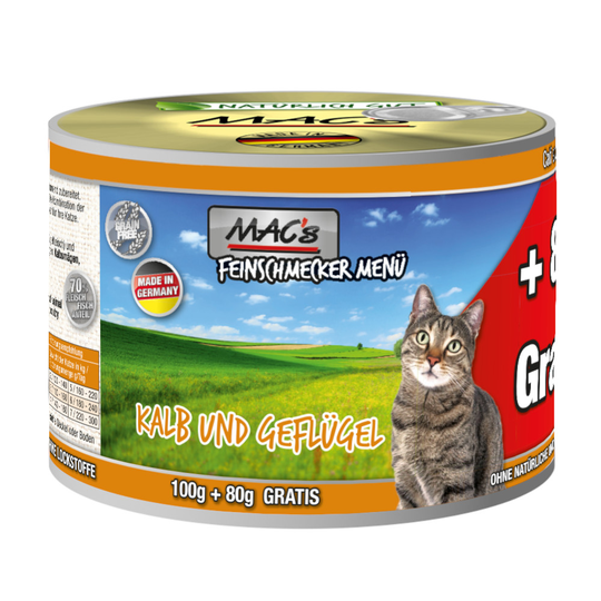 Ekonomipack: MAC's Cat Gourmet 24 x 180 g Kalv & fjäderfä