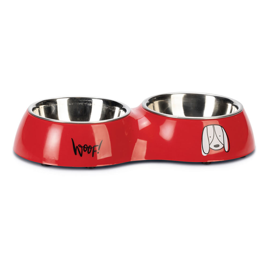 Karlie Jairo Diner Set dubbelskål, röd - 2 x 220 ml