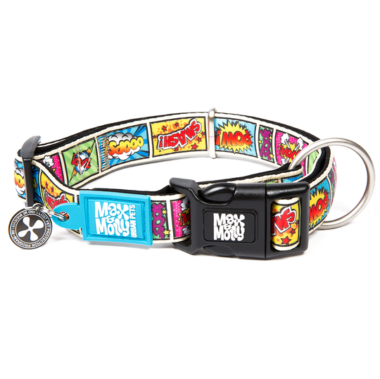 Max & Molly Comic Smart ID halsband - Stl. M: 34-55 cm halsomfång, B 20 mm