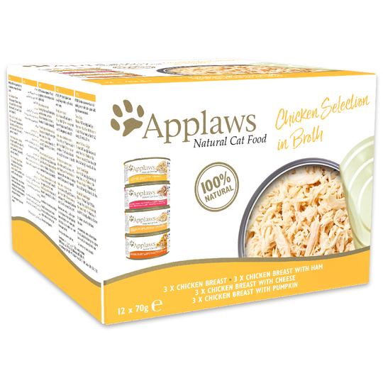 Blandat sparpack: Applaws kattmat Adult 24 x 70 g - Chicken Selection
