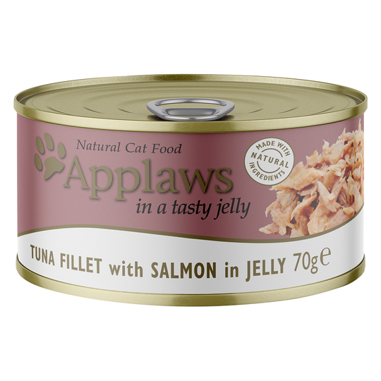 34 + 14 på köpet! 48 x 70 g Applaws våtfoder - Tonfisk & lax i gelé