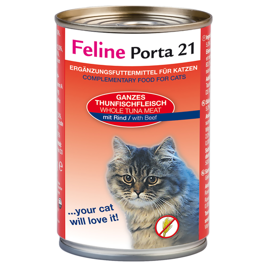 Ekonomipack: Porta 21, 24 x 400 g - Tonfisk med nötkött - spannmålsfritt