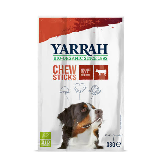 Blandpack: 2 sorters Yarrah Organic hundgodis - 750 g kex + 6 x 33 g tuggpinnar