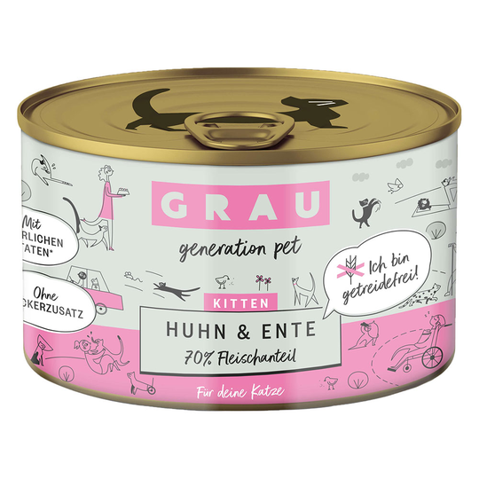 Ekonomipack: GRAU Kitten Grain Free 24 x 200 g - Kyckling & anka