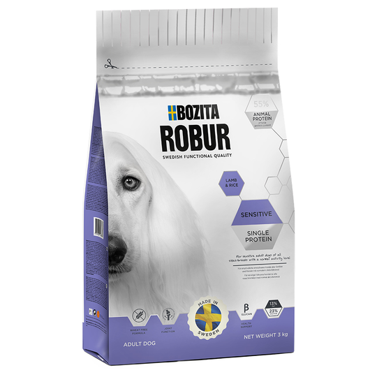 Bozita Robur Sensitive Single Protein Lamm & ris - Ekonomipack: 3 x 3 kg