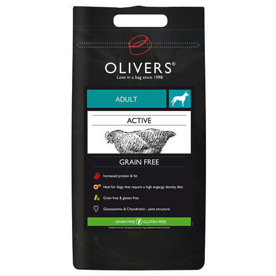 Olivers Active Medium Breed Grain Free Chicken - Ekonomipack: 2 x 12 kg