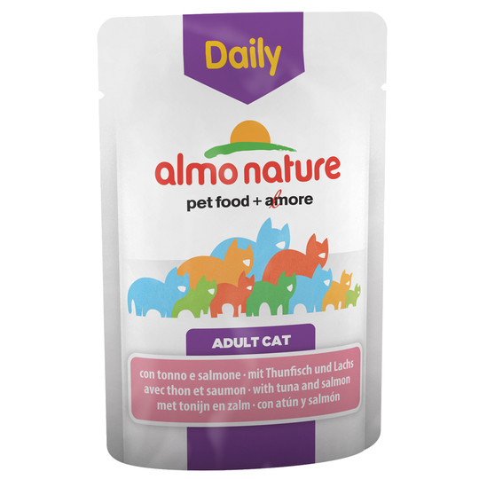 Ekonomipack: Almo Nature Daily Menu Pouch 24 x 70 g - Blandpack lax