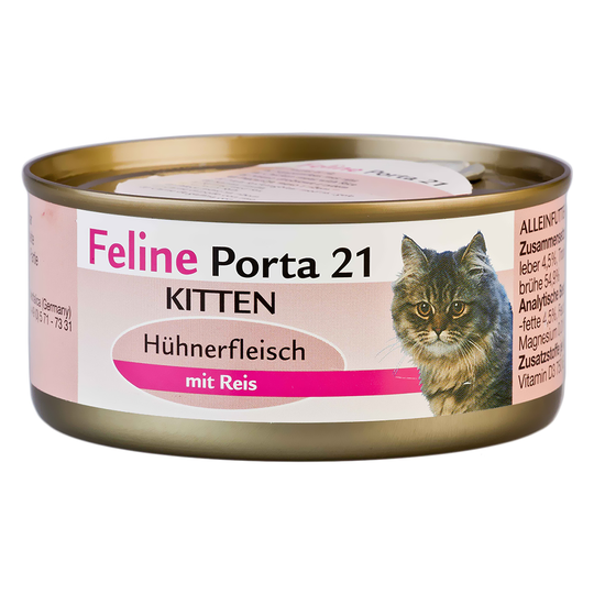 Feline Porta 21 Kitten Kyckling med ris - Ekonomipack: 24 x 156 g