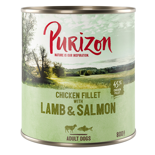 20 + 4 på köpet! Purizon Adult 24 x 400/800 g! - 24 x 800 g Lamb & Salmon with Potato & Pear