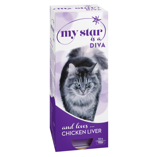 Stort ekonomipack: My Star kattmat 60 x 90 g - Diva med kycklinglever