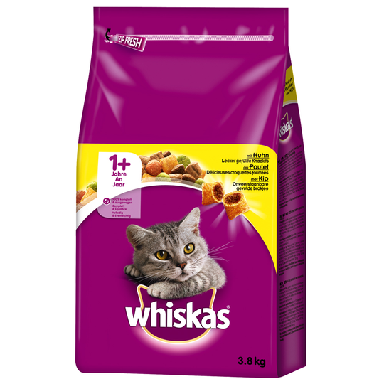 Blandpack: Whiskas 1+ 2 x 3,8 kg - Lamm + Kyckling