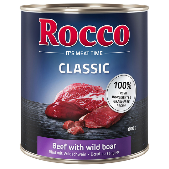 Rocco Classic 12 x 800 g hundfoder Nötkött & vildsvin