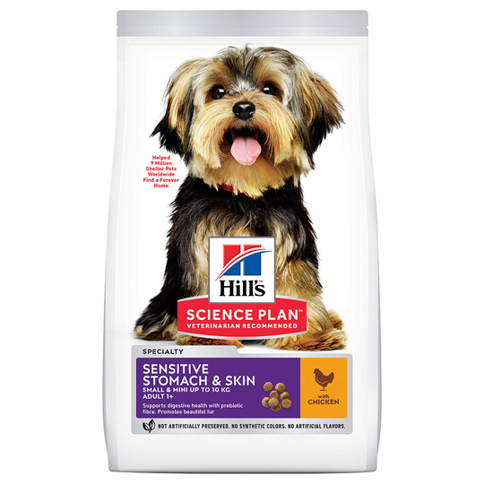 15 % rabatt på Hill's Science torrfoder för hund! Adult 1+ Sensitive Stomach & Skin Small & Mini Chicken 6 kg