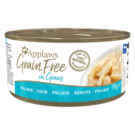 34 + 14 på köpet! 48 x 70 g Applaws våtfoder - Grainfree in Gravy: Pollack