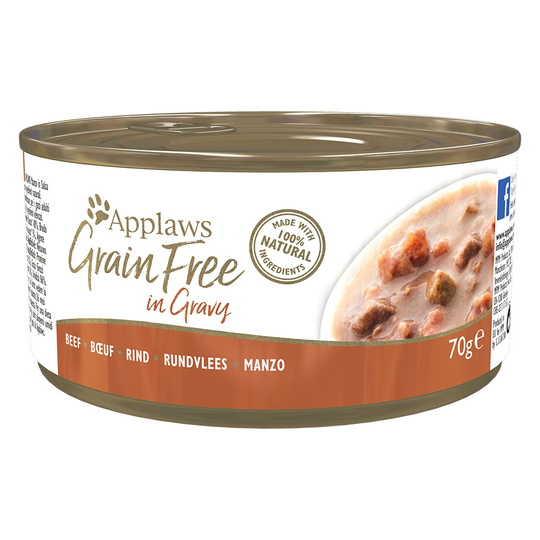 34 + 14 på köpet! 48 x 70 g Applaws våtfoder - Grainfree in Gravy: Nötkött