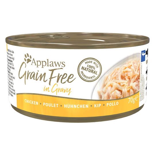 34 + 14 på köpet! 48 x 70 g Applaws våtfoder - Grainfree in Gravy: Kyckling