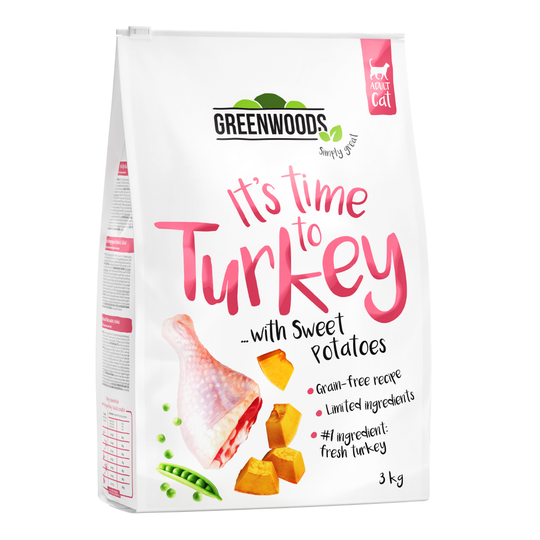 Ekonomipack: Greenwoods Adult 3 x 3 kg Turkey with Sweet Potato, Peas & Pumpkin
