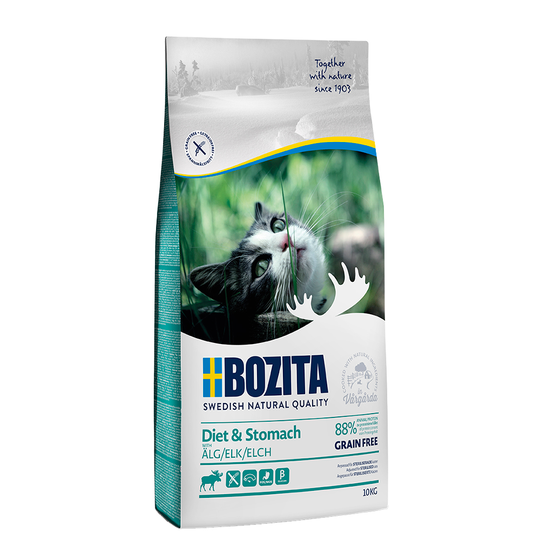 Ekonomipack: 2 x 10 kg Bozita Feline kattfoder till lågpris! Grainfree Diet & Stomach Älg