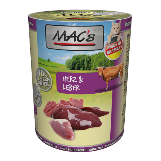 MAC's Cat kattfoder 6 x 400 g - Hjärta & lever