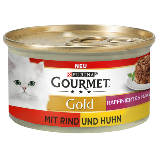 24 + 12 på köpet! 36 x 85 g Gourmet Gold - Raffinerad Ragout: - Nötkött & kyckling Duo