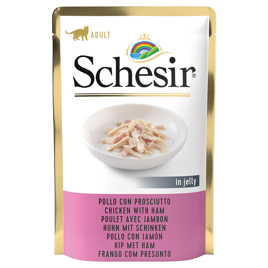Ekonomipack: Schesir Jelly Pouch 24 x 85 g Kycklingfilé & skinka