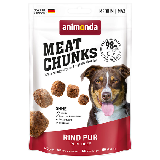 Animonda Meat Chunks Medium / Maxi - Ekonomipack: 4 x 80 g Beef Pur