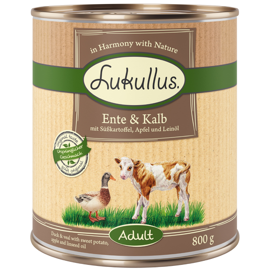 Ekonomipack: Lukullus 12 x 800 g Anka & kalv