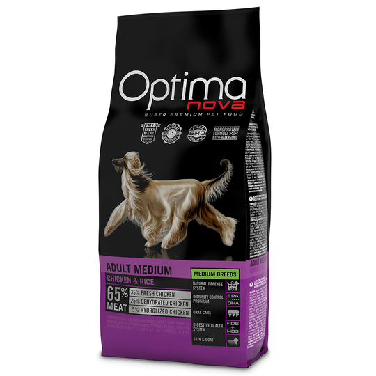Optimanova Medium Adult Chicken & Rice - Ekonomipack: 2 x 12 kg