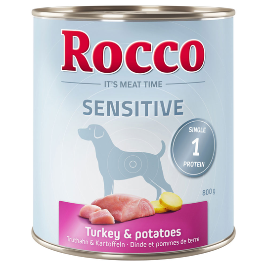 Ekonomipack: Rocco Sensitive 24 x 800 g - Kalkon & potatis