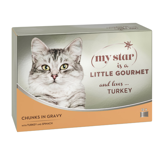 Ekonomipack: My Star Chunks in Sauce Gourmet burk 48 x 85 g - Turkey & Spinac