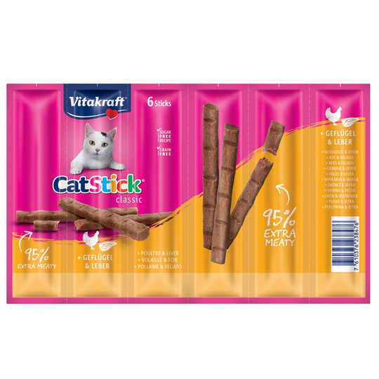 Vitakraft Cat Stick Mini Ekonomipack: 24 x 6 g Fjäderfä & lever