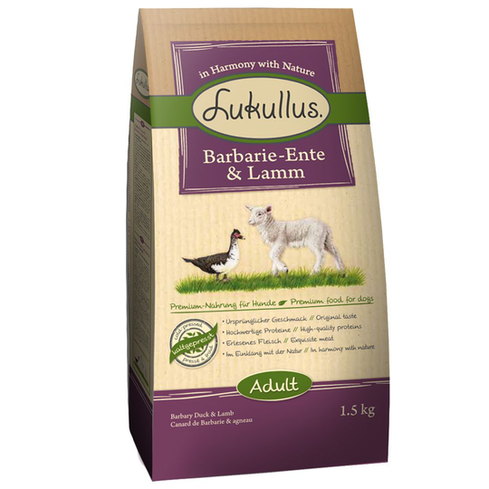 Lukullus kallpressat hundfoder Myskand & lamm - 1,5 kg