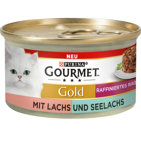 24 + 12 på köpet! 36 x 85 g Gourmet Gold - Raffinerad Ragout: - Lax & sej Duo
