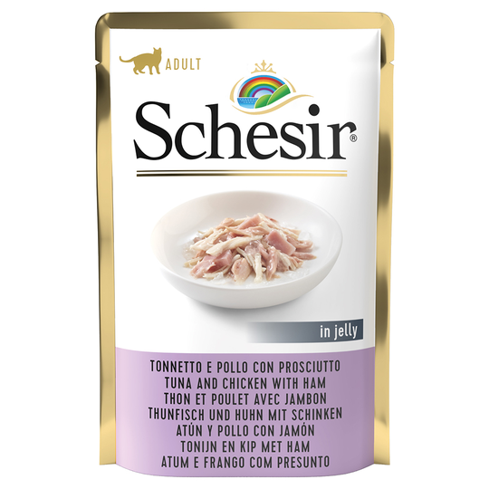 Ekonomipack: Schesir Jelly Pouch 24 x 85 g - Tonfisk med kyckling & skinka
