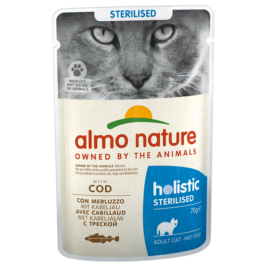 Almo Nature Holistic Sterilised portionspåse - 12 x 70 g med torsk
