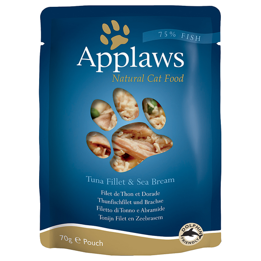 Applaws Cat Pouches kattmat 12 x 70 g - Tonfisk & havsbrax