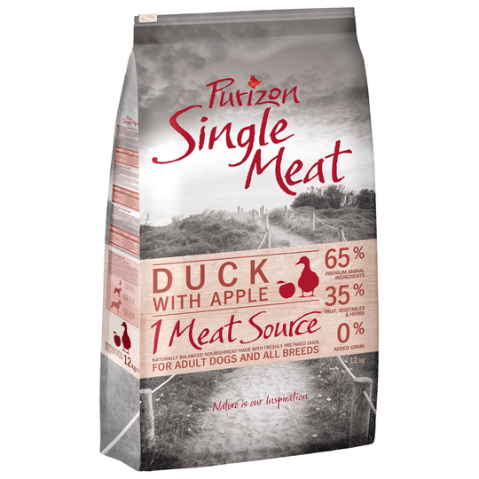 Purizon Single Meat Adult Duck & Apple - spannmålsfritt - 12 kg