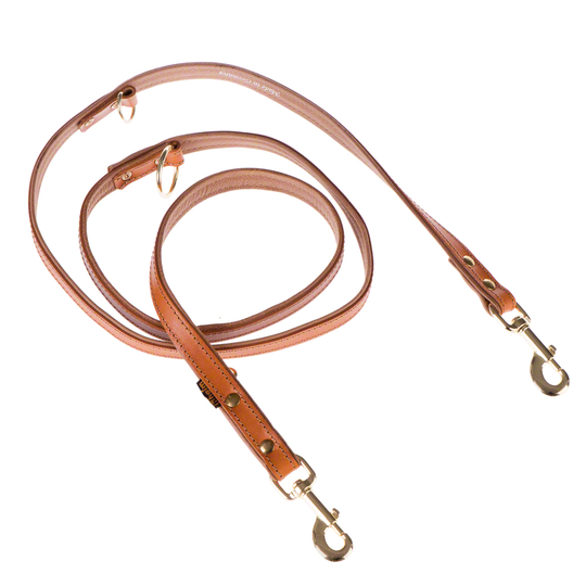 Heim Buffalo läderhalsband & koppel, konjak - Halsband storlek 55 + koppel 200 cm