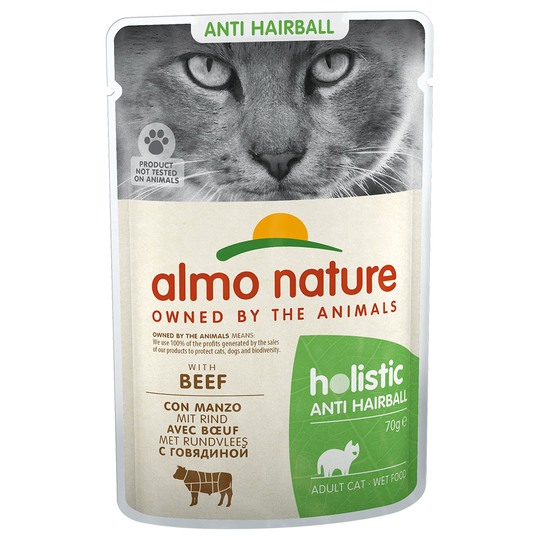 Almo Nature Holistic Anti Hairball portionspåse - 24 x 70 g med nötkött