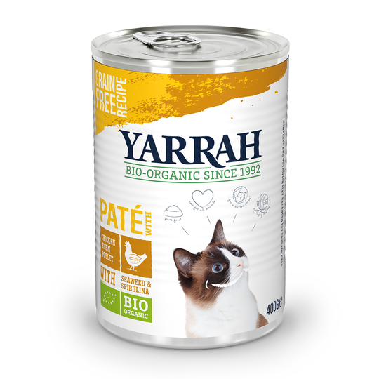 20 + 4 på köpet! 24 x 400 / 405 g Yarrah Bio kattmat - Paté eko-kyckling (24 x 400 g)