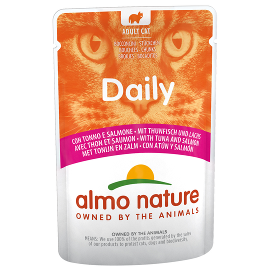 Ekonomipack: Almo Nature Daily Menu Pouch 24 x 70 g - Tonfisk och lax