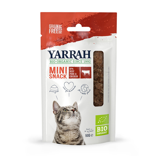 Yarrah Organic Mini Snack för katter - Ekonomipack: 3 x 50 g