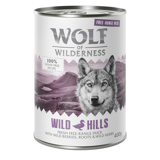 6 x 400 g Wolf of Wilderness Free Range till prova-på-pris! - Wild Hills - Duck