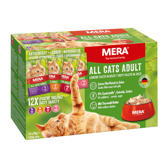 Mixpack MERA Cats Adult 12 x 85 g - Ekonomipack: 24 x 85 g