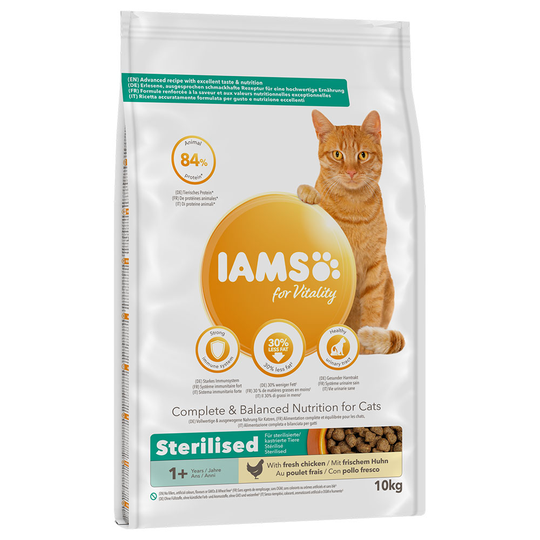 Ekonomipack: IAMS torrfoder för katter 2 x 10 kg - Vitality Sterilised Chicken (2 x 10 kg)